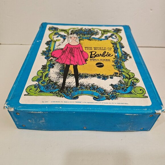 Vintage 1968 Mattel The World Of Barbie Vinyl Doll Case #1002 Blue & Green 6/10 - Picture 2 of 9